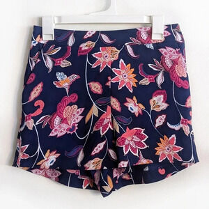 LOFT Outlet Floral Mid-Rise Shorts Blue & Pink Flowy Summer Shorts